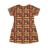 Colourful Musical instruments T-Shirt Dress (AOP) (4)