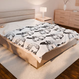 Mozart Sketch Design on Velveteen Plush Blanket for Music Lovers