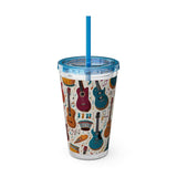 Sunsplash Musical Instruments Design 03 on Tumbler with Straw - 16oz, Perfect for Music Lovers