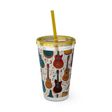 Sunsplash Musical Instruments Design 03 on Tumbler with Straw - 16oz, Perfect for Music Lovers