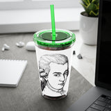 Mozart Sketch Design on Tumbler with Straw - 16oz, Perfect for Music Lovers