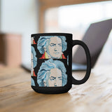 Beethoven Pattern on Black Mug 15oz