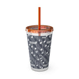 Music Notes Design 03 on Tumbler with Straw - 16oz, Perfect for Music Lovers
