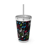 Music Notes Design 04 on Tumbler with Straw - 16oz, Perfect for Music Lovers