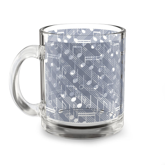 Music Notes Design 03 on Glass Mug - 10oz Coffee Cup for Music Lovers