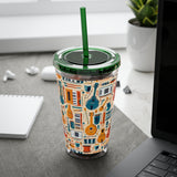 Sunsplash Musical Instruments Design 01 on Tumbler with Straw - 16oz, Perfect for Music Lovers
