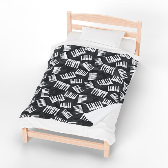 Piano Keys Design 03 on Velveteen Plush Blanket for Music Lovers