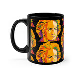 Beethoven Pattern 4 on Black mug 11oz