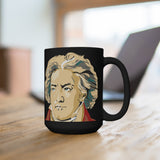 Beethoven Image 3 on Black Mug 15oz