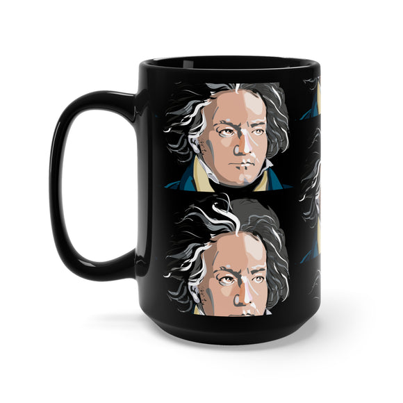 Beethoven Pattern 7 on Black Mug 15oz