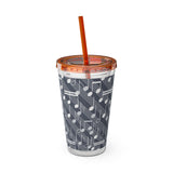 Music Notes Design 03 on Tumbler with Straw - 16oz, Perfect for Music Lovers
