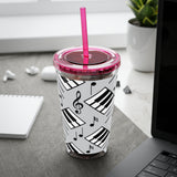 Piano Keys Design 04 on Tumbler with Straw - 16oz, Perfect for Music Lovers
