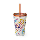 Music Notes Design 02 on Tumbler with Straw - 16oz, Perfect for Music Lovers