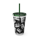Piano Keys Design 03 on Tumbler with Straw - 16oz, Perfect for Music Lovers