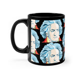 Beethoven Pattern 1 on Black mug 11oz