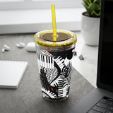 Piano Keys Design 02 on Tumbler with Straw - 16oz, Perfect for Music Lovers