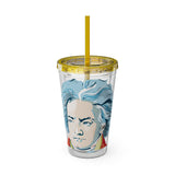 Beethoven Design 01 on Tumbler with Straw - 16oz, Perfect for Music Lovers
