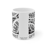 Gifted Pianist Mug 11oz - beautiful intricate music keyboard design