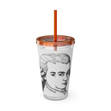 Mozart Sketch Design on Tumbler with Straw - 16oz, Perfect for Music Lovers