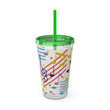 Music Notes Design 02 on Tumbler with Straw - 16oz, Perfect for Music Lovers