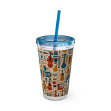 Sunsplash Musical Instruments Design 01 on Tumbler with Straw - 16oz, Perfect for Music Lovers