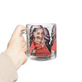 Mozart and Manuscript Design on Glass Mug - 10oz Coffee Cup for Music Lovers