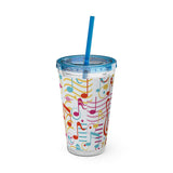 Music Notes Design 01 on Tumbler with Straw - 16oz, Perfect for Music Lovers