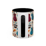 Musical Instruments Design 03 on Accent Coffee Mug - Beautiful Design for Music Lovers