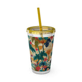 Sunsplash Tropical Piano Design 01 on Tumbler with Straw - 16oz, Perfect for Music Lovers