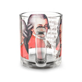 Mozart and Manuscript Design on Glass Mug - 10oz Coffee Cup for Music Lovers