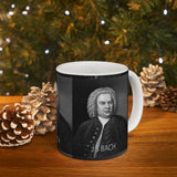 JS Bach Portrait on Ceramic Mug 11oz - Musician Gift, Coffee Cup for Music Lovers