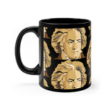 Beethoven Pattern 2 on Black mug 11oz