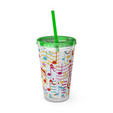 Music Notes Design 01 on Tumbler with Straw - 16oz, Perfect for Music Lovers