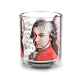 Mozart and Manuscript Design on Glass Mug - 10oz Coffee Cup for Music Lovers