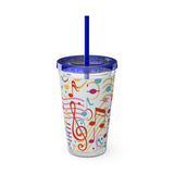 Music Notes Design 01 on Tumbler with Straw - 16oz, Perfect for Music Lovers