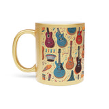 Musical Instruments Design 03 on Metallic Mug (Silver / Gold) 11 oz Beautiful Design For Music Lovers
