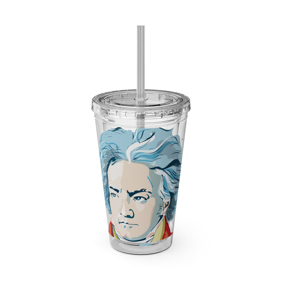 Beethoven Design 01 on Tumbler with Straw - 16oz, Perfect for Music Lovers