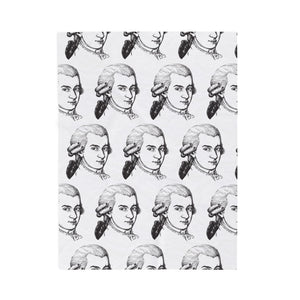 Mozart Sketch Design on Velveteen Plush Blanket for Music Lovers
