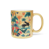 Tropical Piano Metallic Mug (Silver / Gold) 11 oz beautiful piano keyboard design