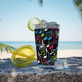 Music Notes Design 04 on Tumbler with Straw - 16oz, Perfect for Music Lovers