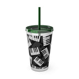 Piano Keys Design 03 on Tumbler with Straw - 16oz, Perfect for Music Lovers