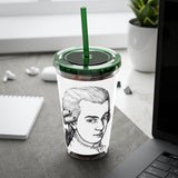 Mozart Sketch Design on Tumbler with Straw - 16oz, Perfect for Music Lovers
