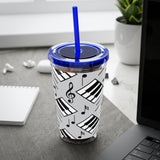 Piano Keys Design 04 on Tumbler with Straw - 16oz, Perfect for Music Lovers