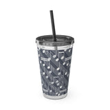 Music Notes Design 03 on Tumbler with Straw - 16oz, Perfect for Music Lovers