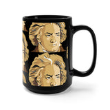 Beethoven Pattern 2 on Black Mug 15oz