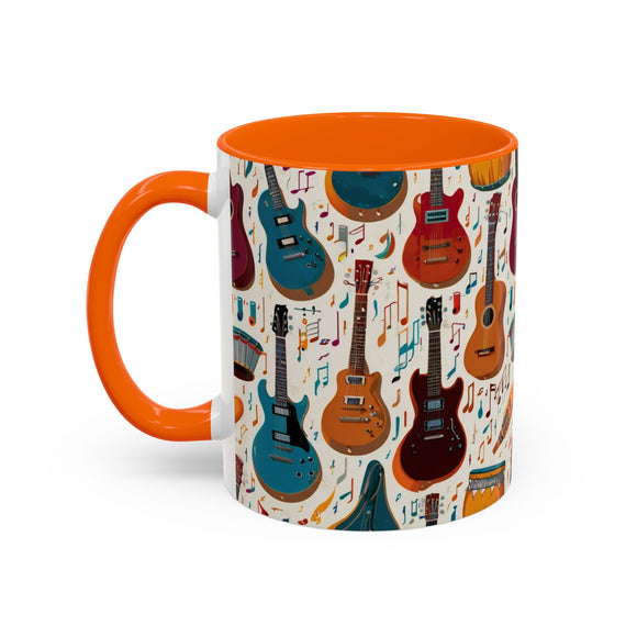 Musical Instruments Design 03 on Accent Coffee Mug - Beautiful Design for Music Lovers