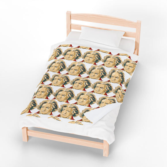 Beethoven Design 02 on Velveteen Plush Blanket for Music Lovers