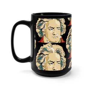 Beethoven Pattern 3 on Black Mug 15oz