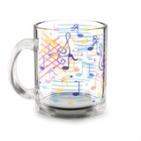 Music Notes Design 02 on Glass Mug - 10oz Coffee Cup for Music Lovers