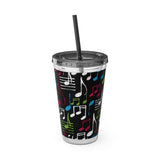 Music Notes Design 04 on Tumbler with Straw - 16oz, Perfect for Music Lovers